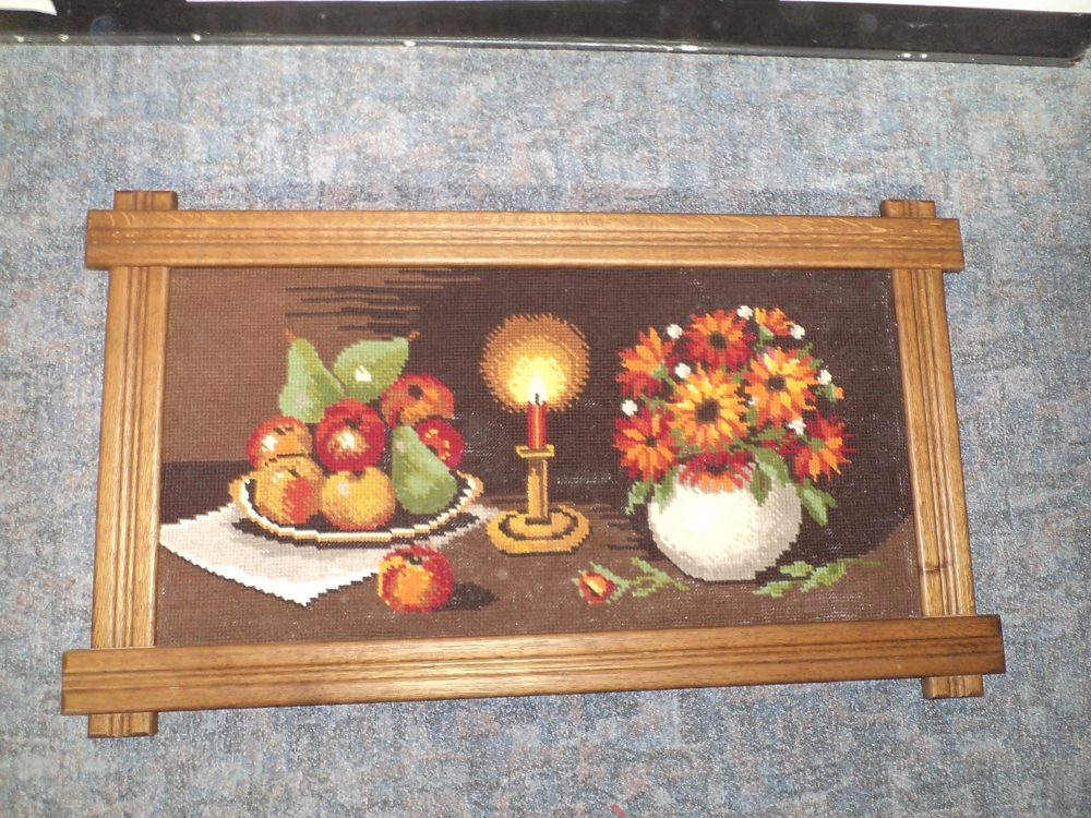Antikes, geknüpftes Bild, Knüpfbild, kräftige Farben,handgeknüpft, 100 cm x57 cm, Echtholzrahmen, 1a