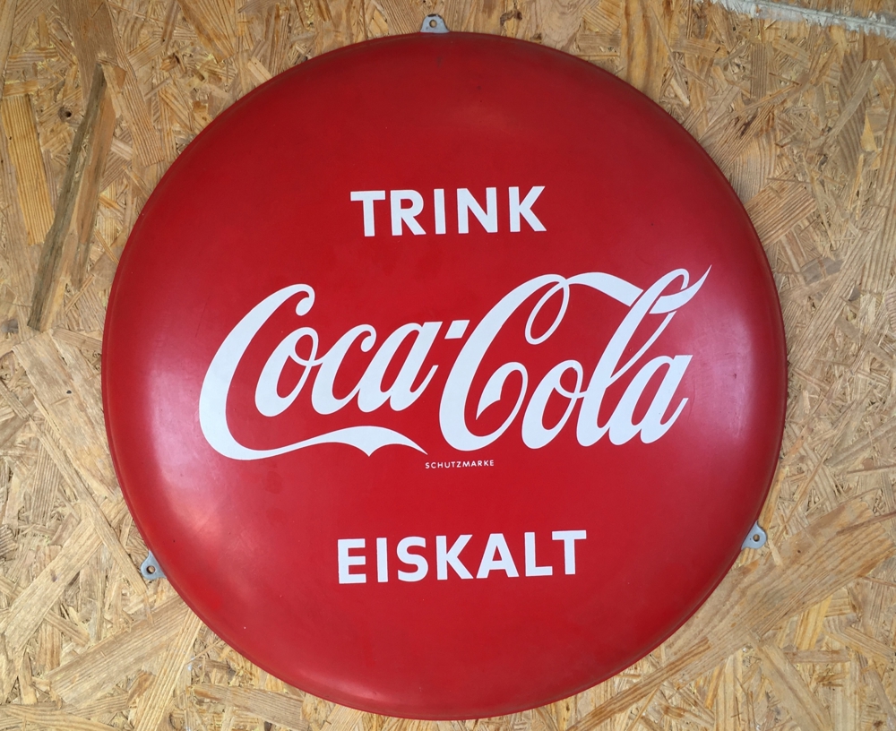 Orig. Retro Blechschild 1960er "Trink COCA COLA Eiskalt", sehr rar, neu + unbenutzt