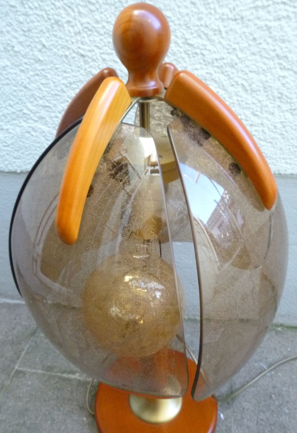 Tischlampe rustikal Landhausstil Holz Kirsche Buche Rauchglas mit 2 Stück Leuchtmittel weiß 60 W