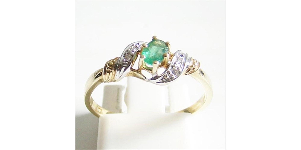 Ring Gold 585er Diamenten Smaragd 14 kt Goldschmuck Brillant 2003