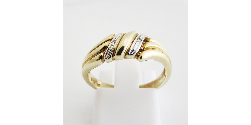 Ring Gold 333er Diamant 8 kt bicolor Goldschmuck Bandring 2028