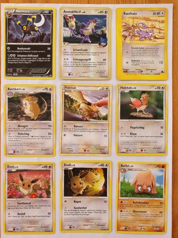 Sammlungsauflösung 190 Stück Pokemon Sammelkarten.