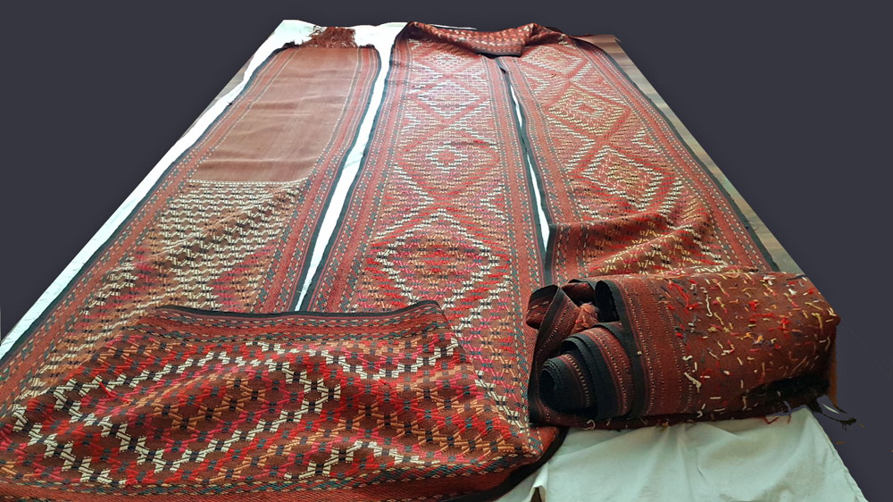 Zeltband 15m Turkaman Turkestan Teppich Stickerei antik Rug Tribal Jurte Steppe