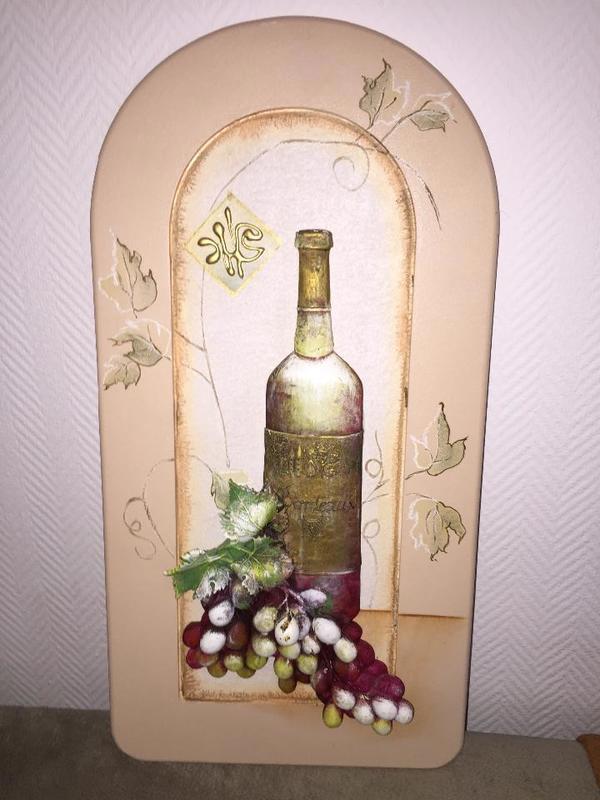 wunderschönes Bild (60x31cm) mit einer Weinflasche, Wohnzimmer,