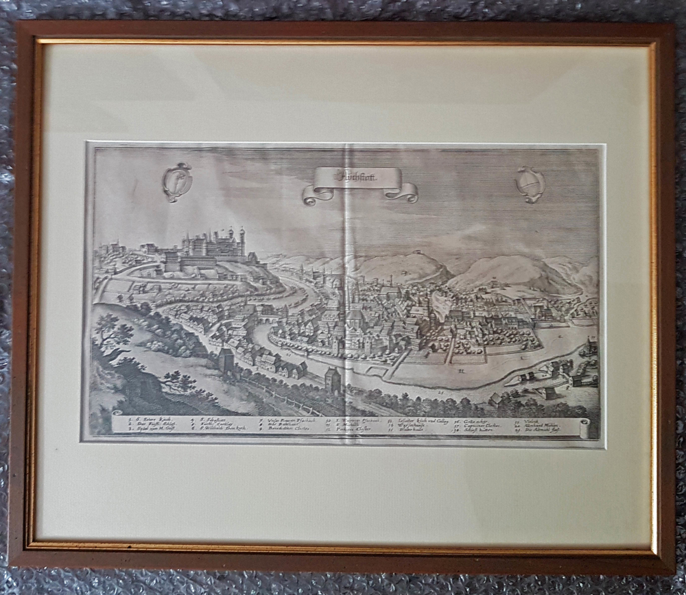 Eichstätt 1627 Kupferstich Wolfgang Kilian Grafik antiker Stadtplan Topographie