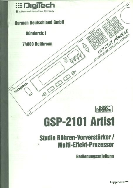 Bedienungsanleitung deutsch DigiTech GSP 2101 Artist Owner Manual Gitarren Multi Effects Processor