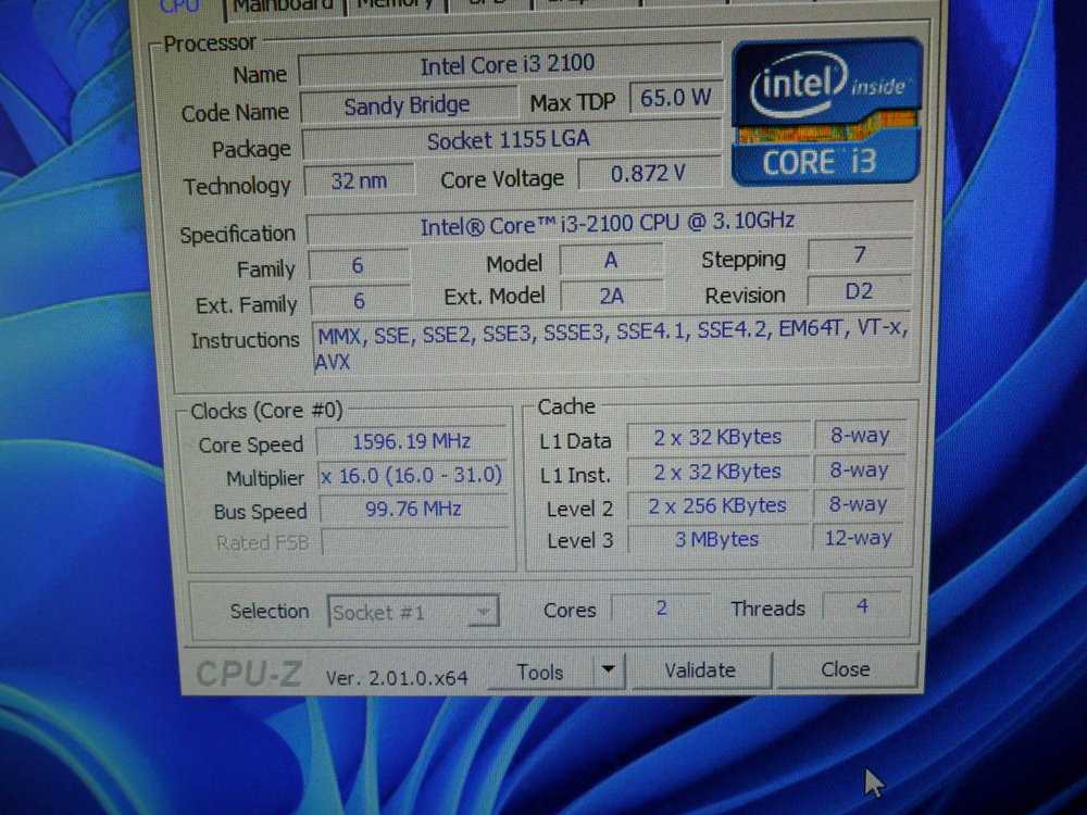Windows 11 pro ASUS B75M-PLUS i3-2100 ANTEC Gehäuse HDD 1TB 1000Gb