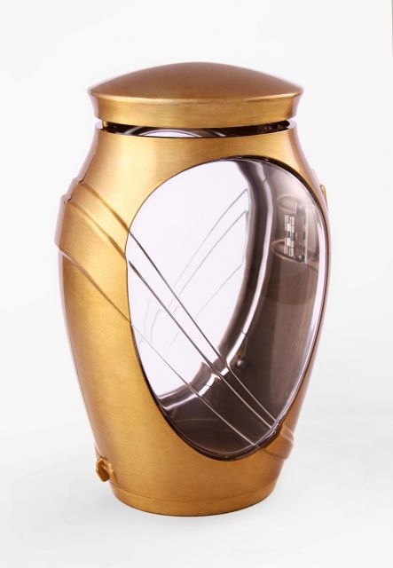 Exclusive Grablampe "Kamelia" bronzefarben, Grablaterne Grablicht Grabschmuck