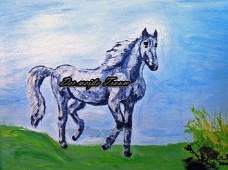 Schöne Grafik" Der weiße Traum" ( Pferdegemälde) auf Leinwand zu verkaufen