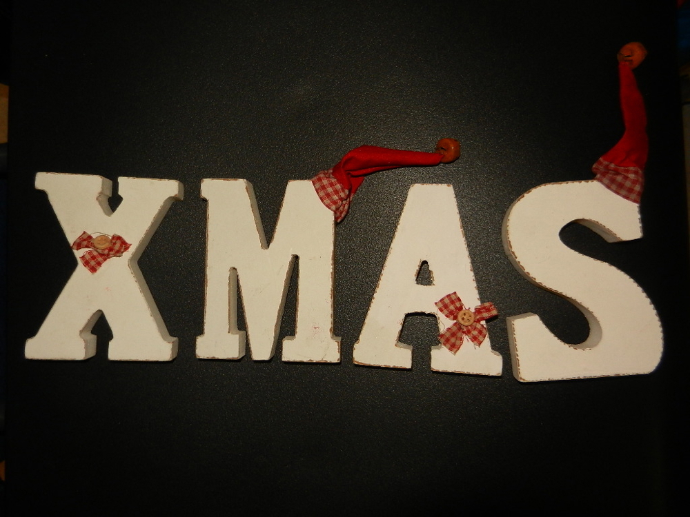 Shabby Chic - Holzbuchstaben "XMAS" weiss weihnachtlich 10,8cm Höhe