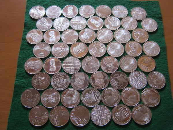 20 x 5 DM Silber-Gedenkmünzen 1969 - 1978 = 140 Gramm Feinsilber