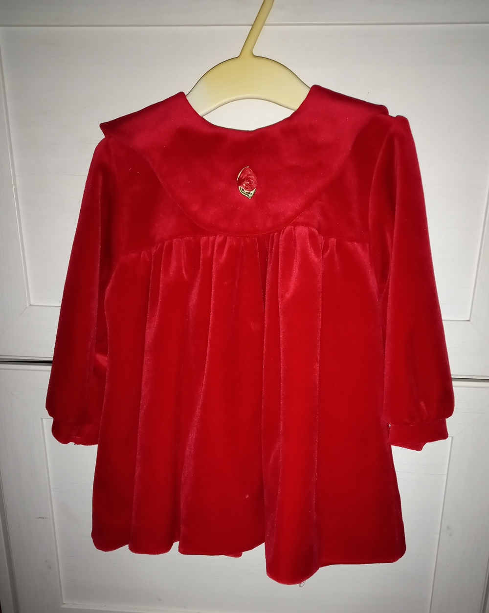 Samt Kleid Gr.92/18-24 Monate rot festlich sehr guter Zustand mit Unterrock,