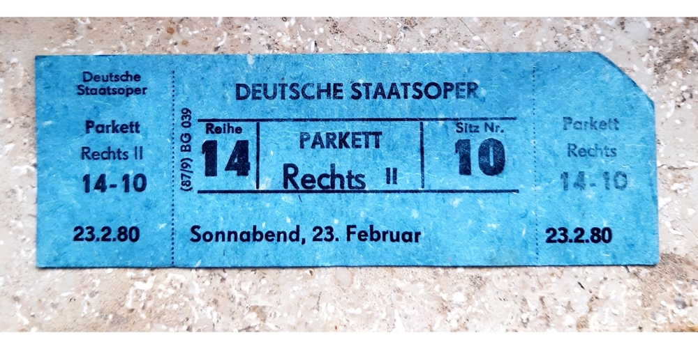 1980: Historische Eintrittskarte - Deutsche Staatsoper, Berlin!