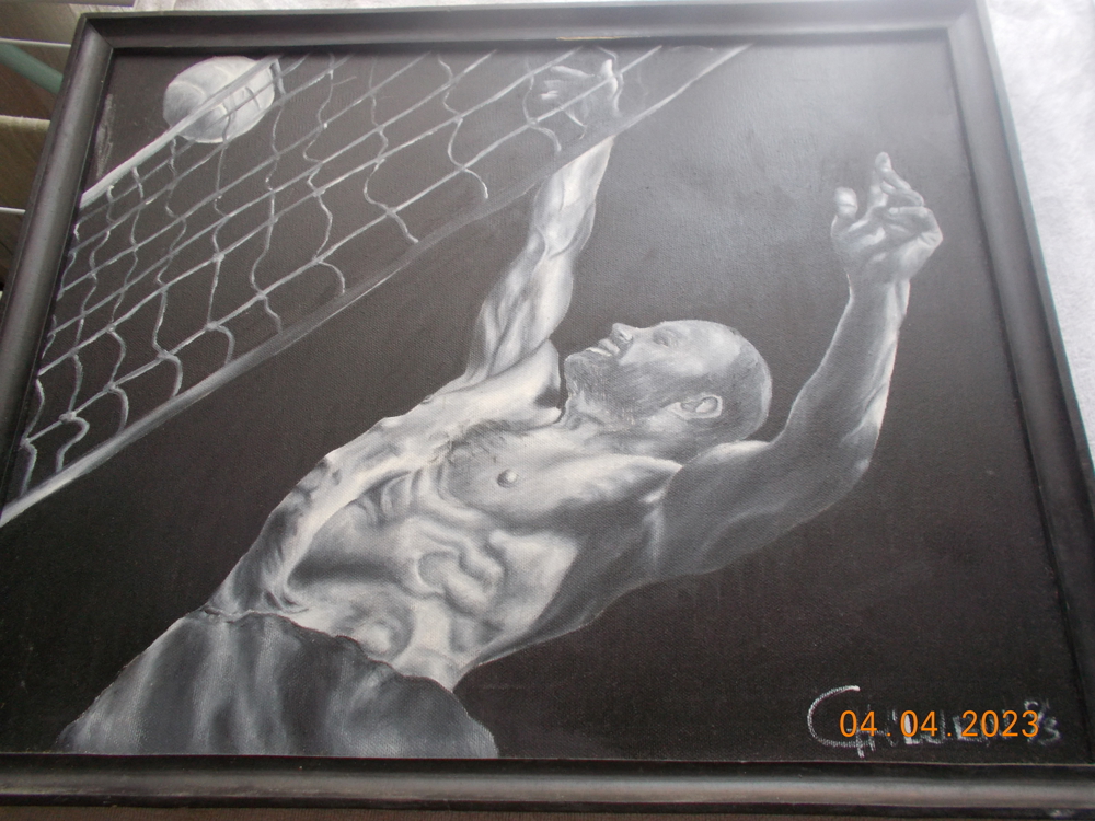Bild auf Leinwand "Volleyballspieler" mit Keilrahmen 43x53 cm