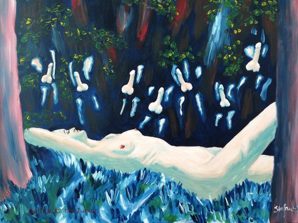 Schneewittchen, stylisches Oel-Kunstgemälde auf Leinwand