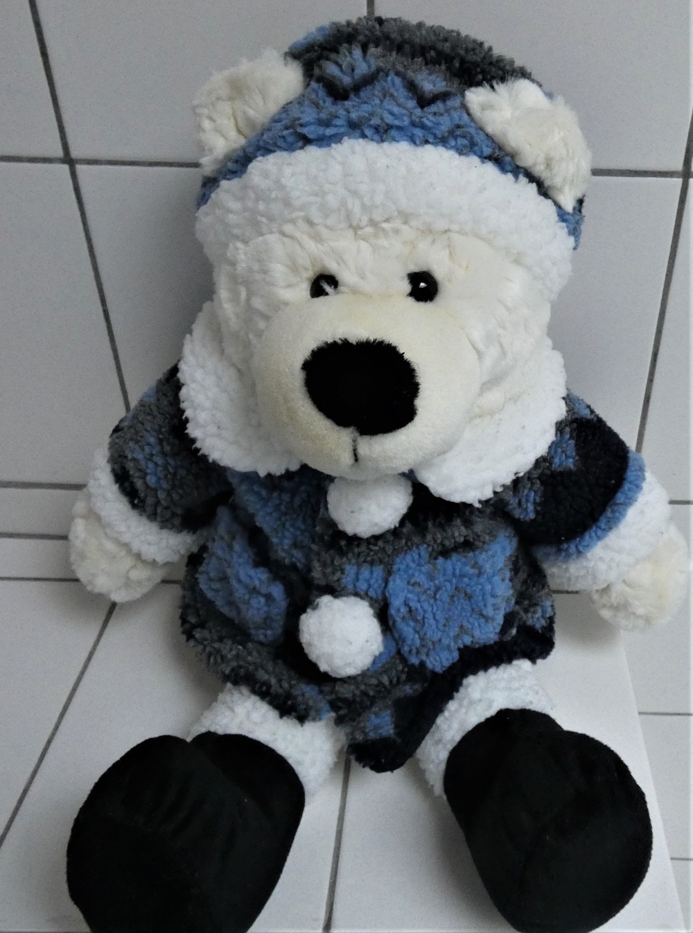 Teddy weiß mit Mantel und Mütze / ca. 50 cm groß