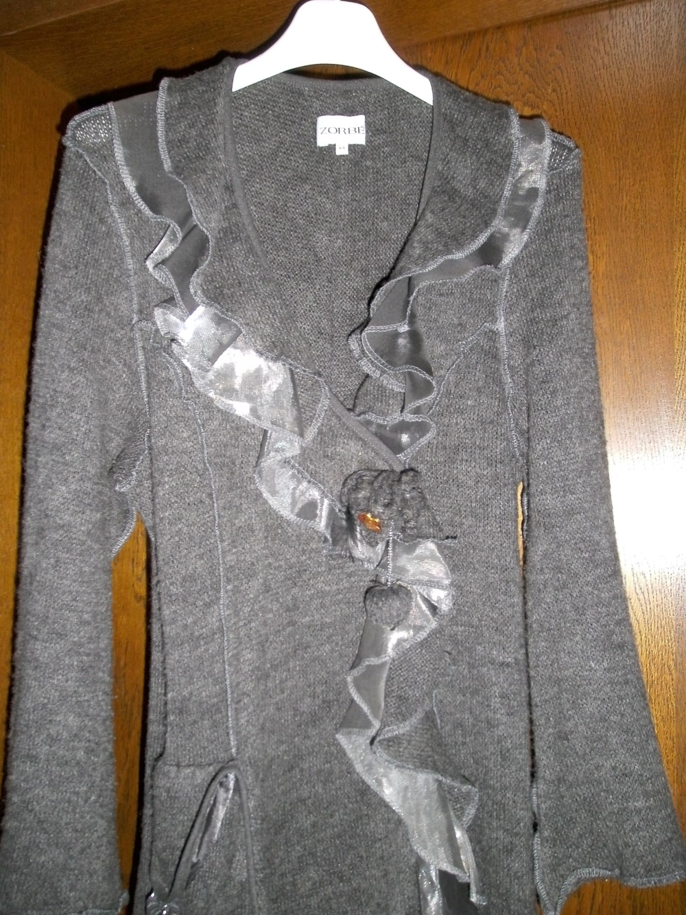 Zorbe Strickjacke Gr.44 Mantel Jacke grau Angora Wolle sehr guter Zustand