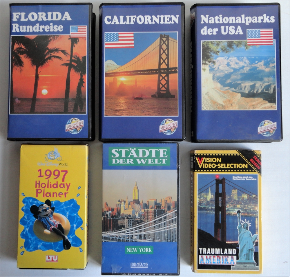 6 VHS Videokassetten Amerika, USA Nationalparks, Florida, Californien, New York, Walt Disney World
