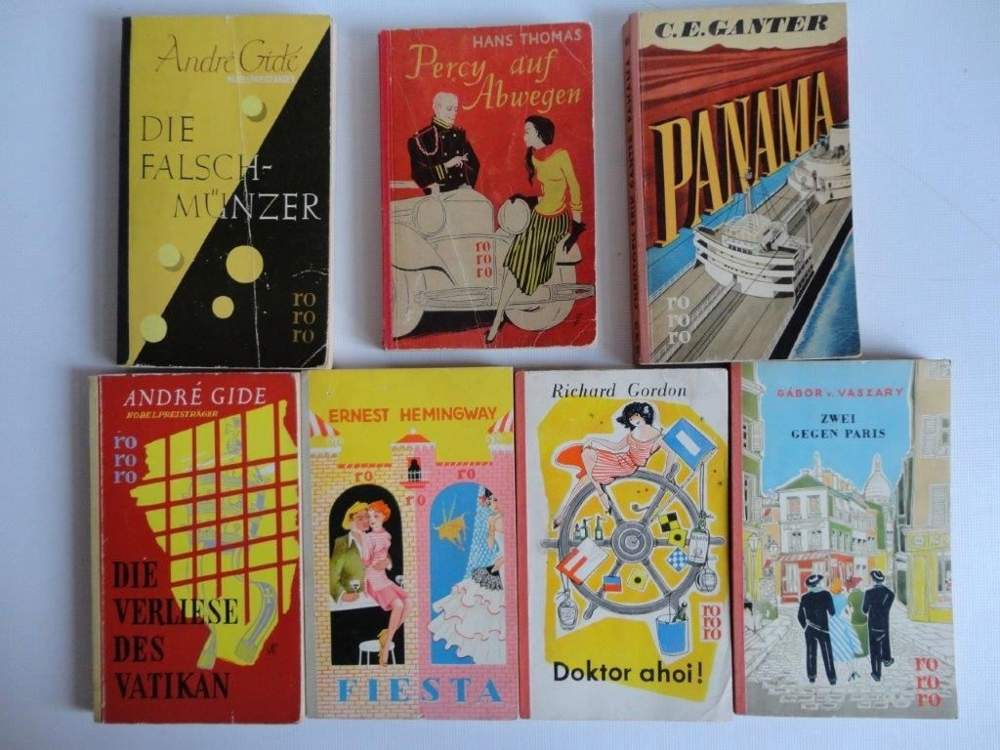 7 alte rororo Taschenbücher,1950er Jahre,Ungekürzte Romane bekannter Autoren aus aller Welt