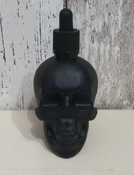 Glasflasche Totenkopf schwarz 120ml