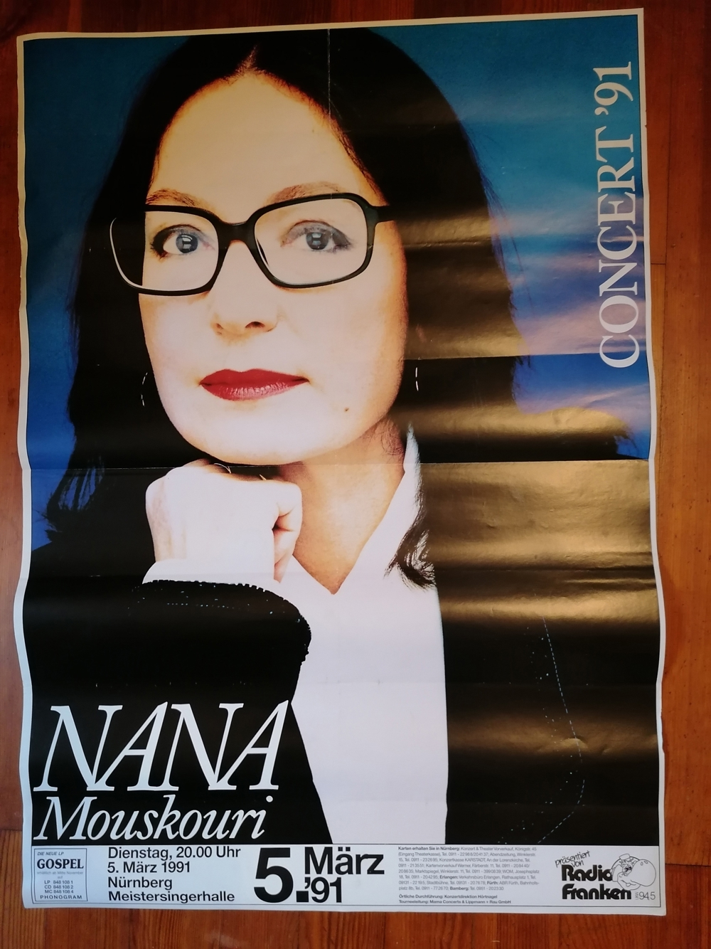 Konzertposter Nana Mouskouri Tour "Concert 91" 05.03.1991 Nürnberg