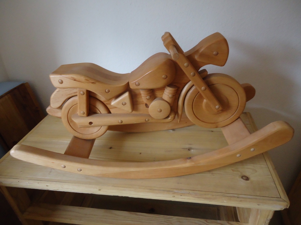 Schaukelmotorrad für Kinder oder als Dekoration, massiv Holz