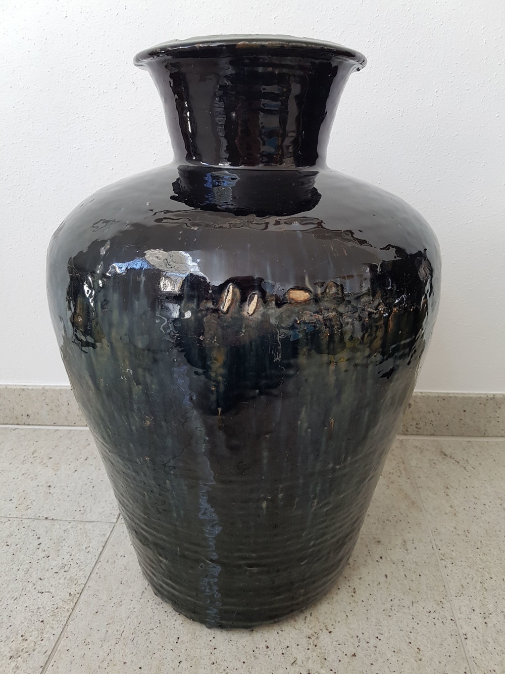 Grosse antike dekorative chinesische Steinzeug-Vase, Anfang 19. Jhd.