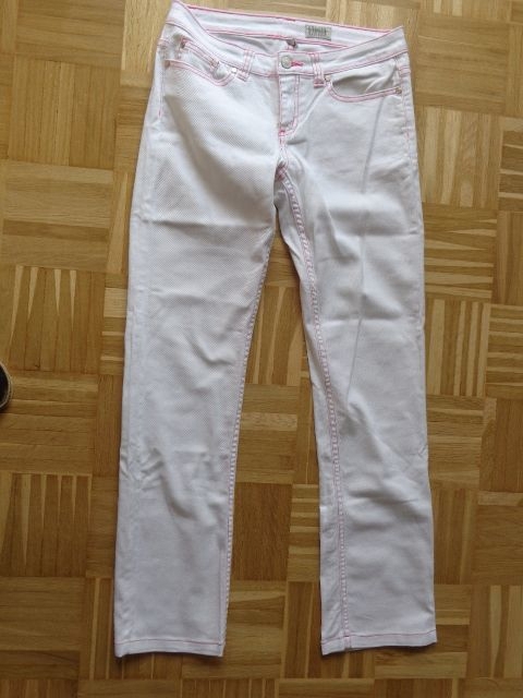 Hose Jeans Gr. L bzw. ca. Gr. 38/40?, weiß mit pink