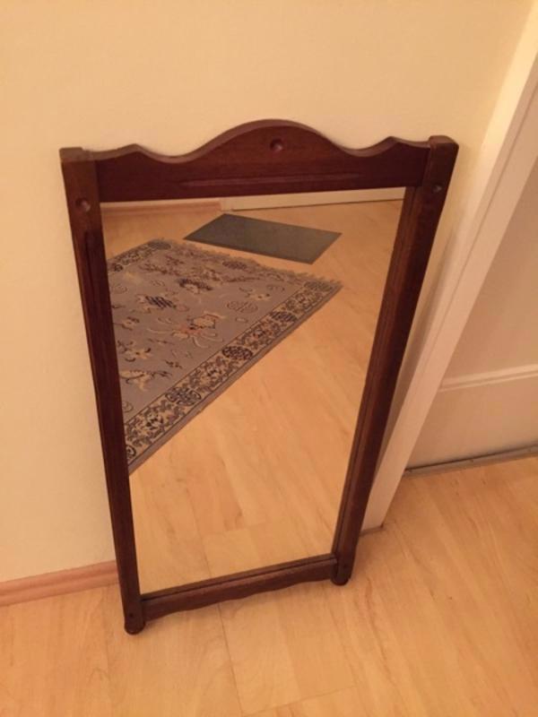Antiker Spiegel 80 × 40 cm von 1920 dunkler Holzrahmen