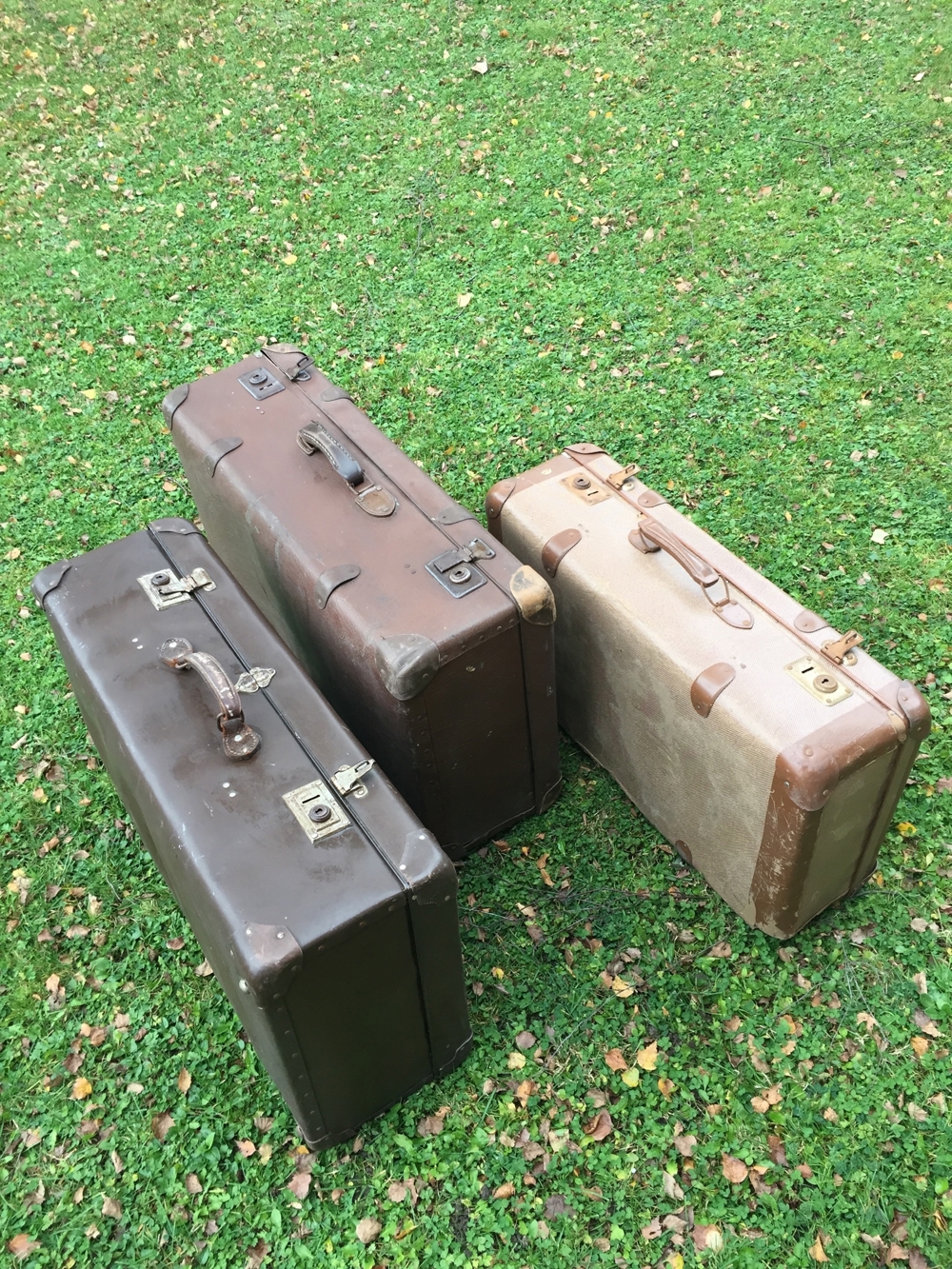 Koffer antik Vulcanfibre Material , 3 Stück Vintage