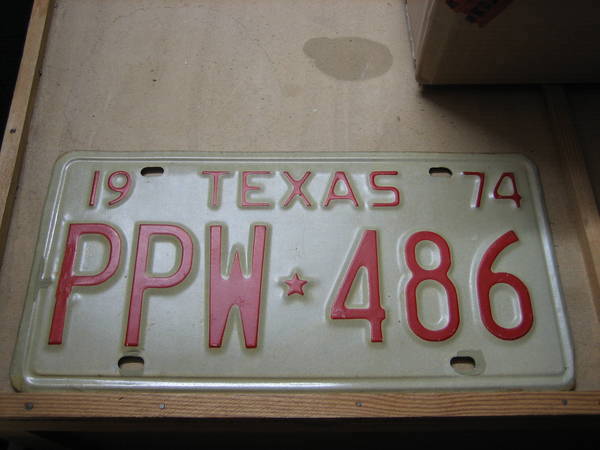 Original - Autokennzeichen Texas 1974