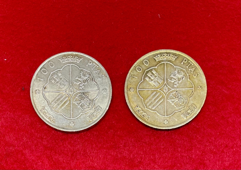 2 x Silbermünzen 100 PTAS Pesetas Peseten 1966 Spanien