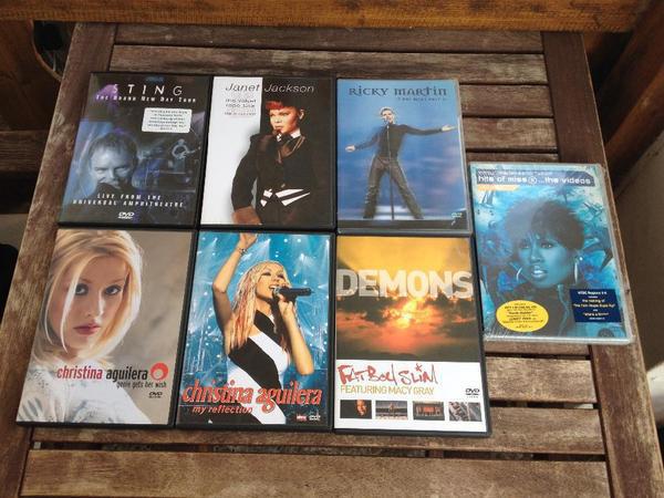 Musik Videos DVD (Sting, Christina Aguilera, Janet Jackson, Ricky, Demons, Hits of miss... )