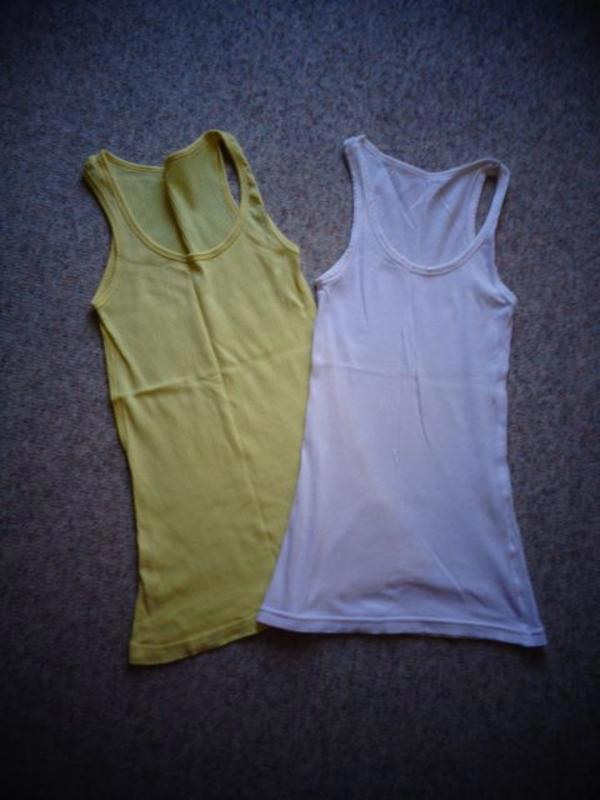 Damenbekleidung Top Rippentop Longtop Gr. XS bzw. ca. Gr. 32/34 gelb und weiß, je 3,00 Euro