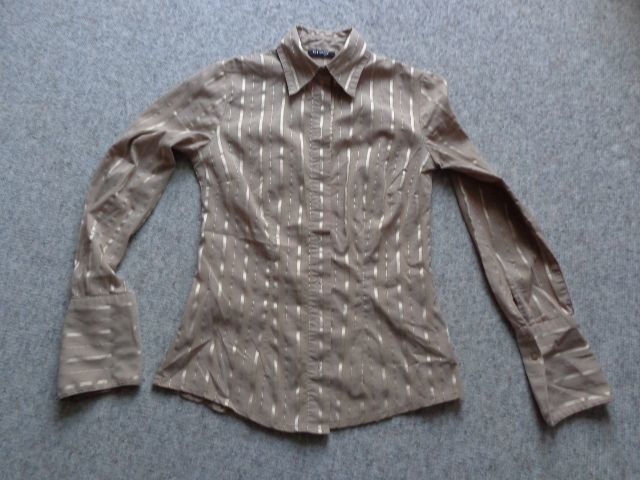 Bluse Langarm Gr. 34 bzw. ca. Gr. XS beige, in sich gestreift, Orsay