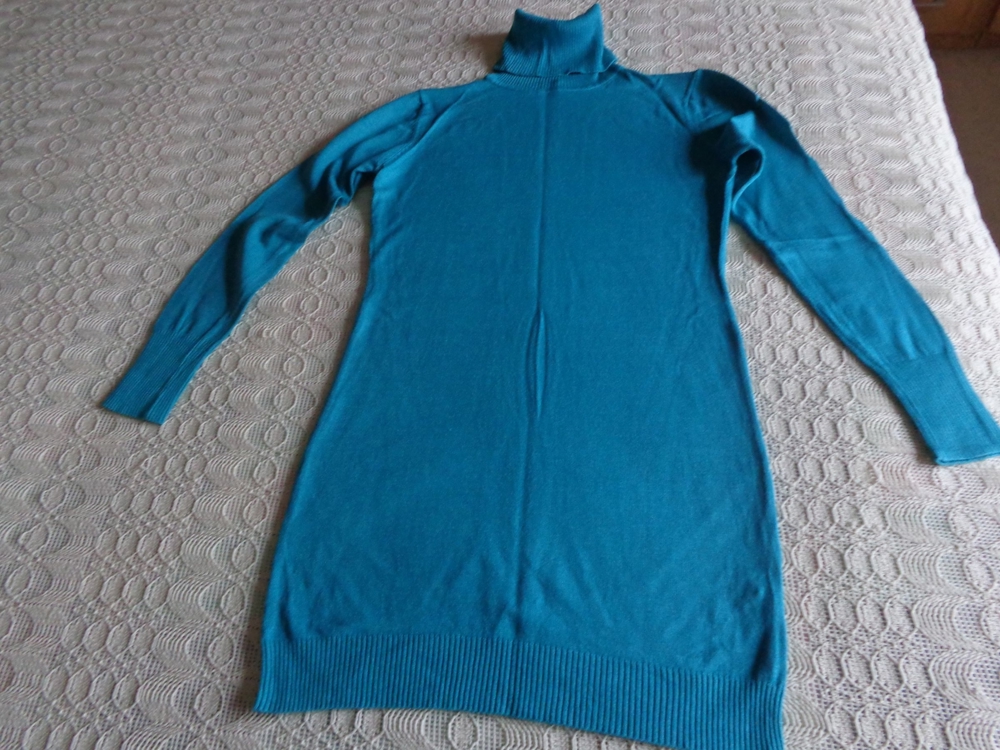 Vintage - Feinstrickpullover, Rollkragenpullover, Longpullover, ca. Gr. XS/S, ca. Gr. 34/36 smaragd