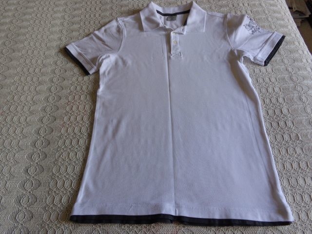 Herren-Polo-Shirt in 2in1-Optik, Gr. M bzw. 48/50, weiß
