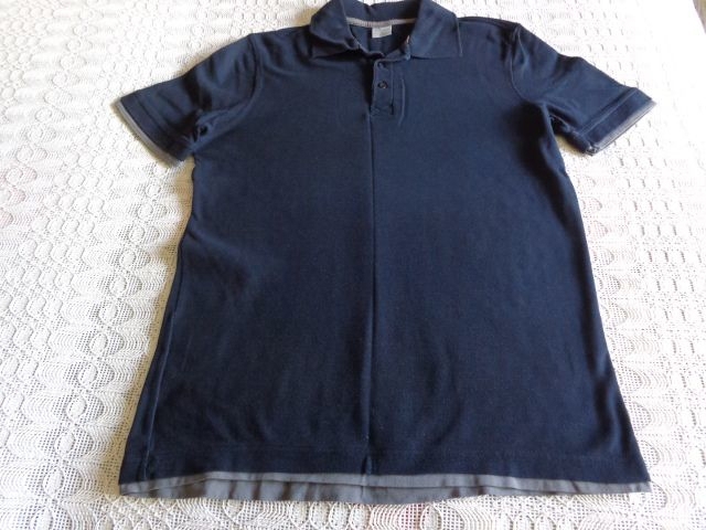 Herren-Polo-Shirt in 2in1-Optik, Gr. M bzw. 48/50, schwarz