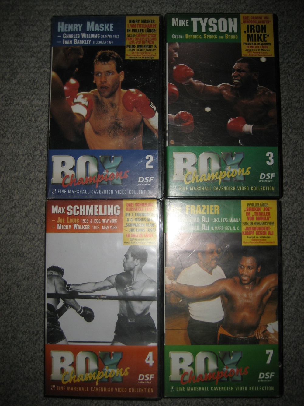 4 VHS Kassetten Cassetten Original-Filme Boxen Boxkampf von Maske, Tyson, Schmeling, Frazier