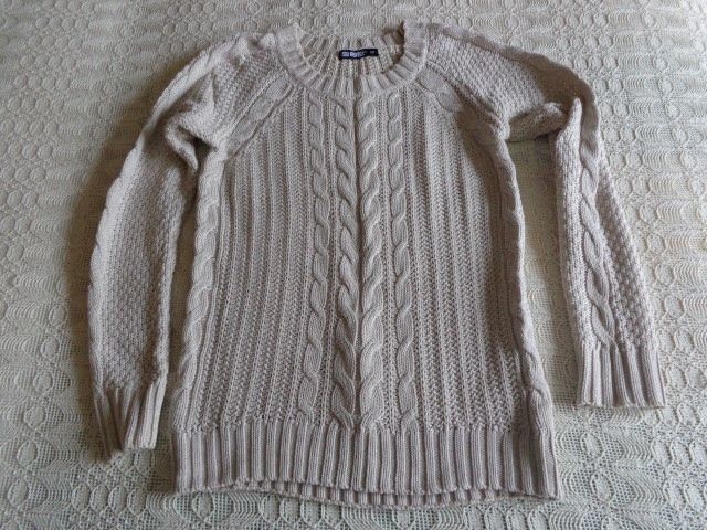 Pullover, Mustermix, Strickpullover, Gr. XS, Rundhals, naturfarben