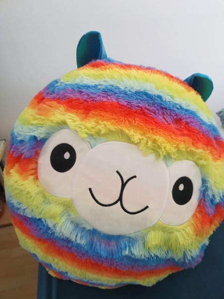 Unikat - Ball   Sitzball   Yogaball LAMA in Regenbogenfarben 24 Zoll, unbespielt