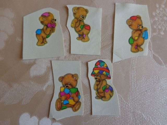 Teddy-Tattoos, 5 Stück, klein, Bügelbilder, 2 Stück, kpl. 1,00 Euro