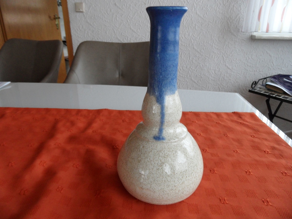 Vase Keramik weiß/blau