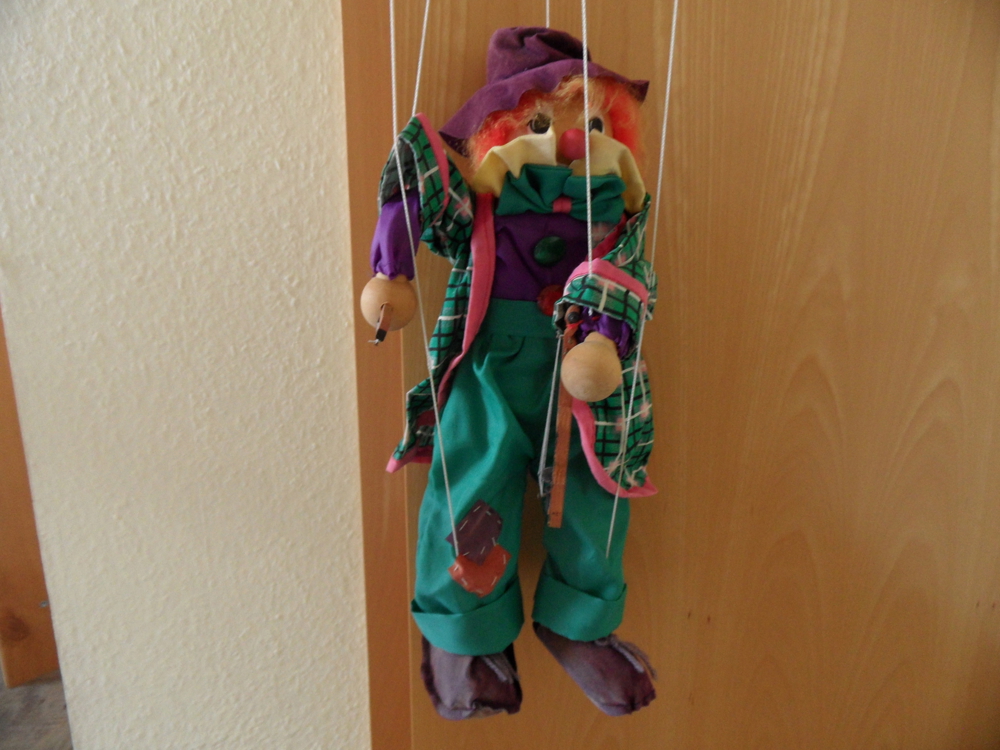 Marionetten Holz Clown Dachbodenfund 2 Stück