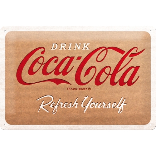 Coca Cola Blechschild Cardboard Logo 30x20 cm