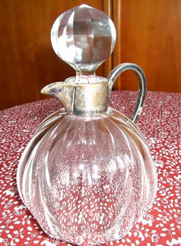 Antik Kristallglas Karaffe Kristall Glas Flasche - antik ca. 1885 - Facettenschliff Stopfen TOP Zust