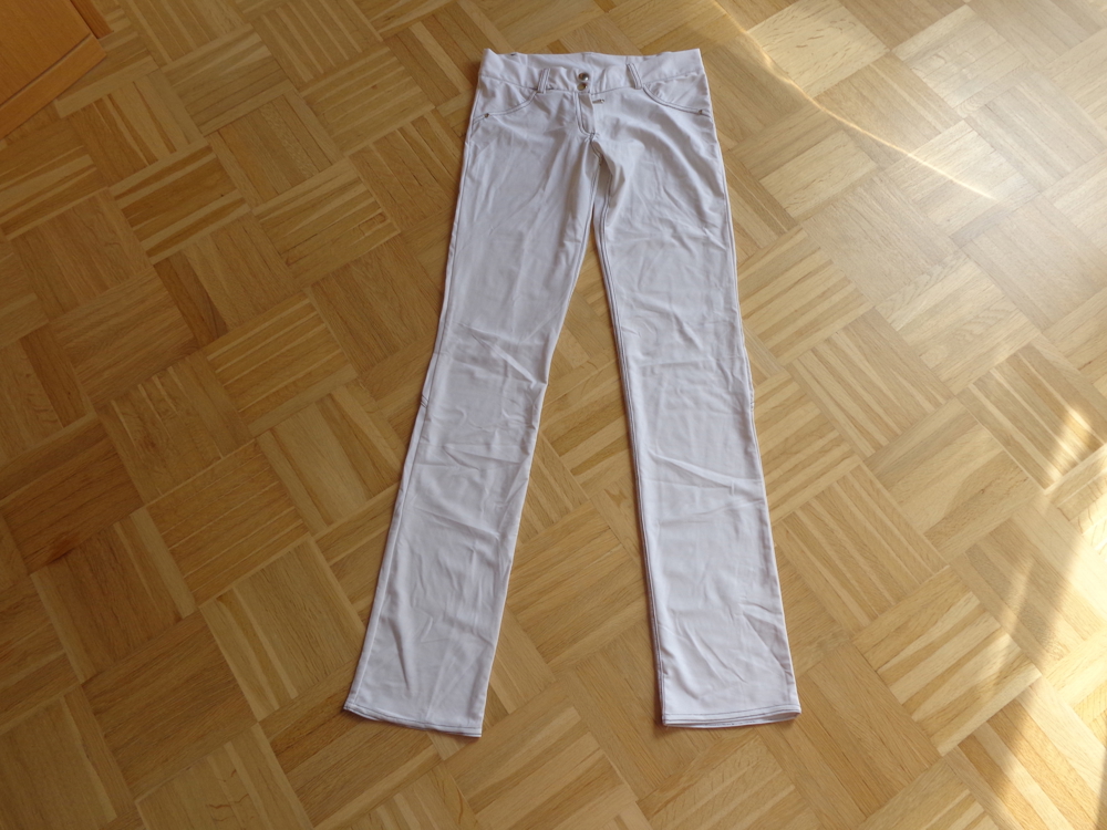 Vintage - Hose, weiß, dünn, leicht, Gr. L bzw. ca. Gr. 40, Low Waist, In-Stylefashion