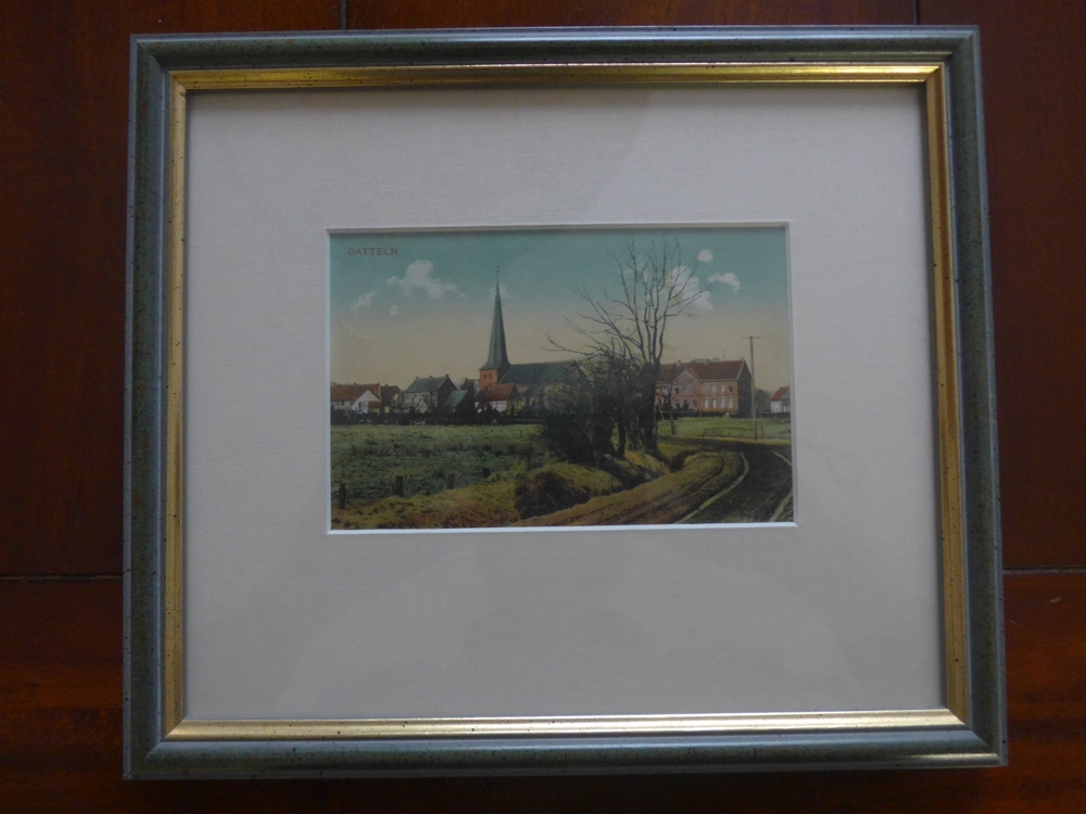 Alte originale Postkarte Datteln - Dorfansicht mit Kirche