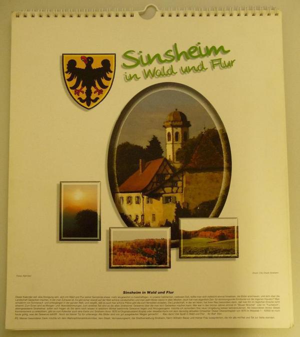 Wandkalender Sinsheim in Wald und Flur mit wunderschönen Landschaftsaufnahmen aus der Region