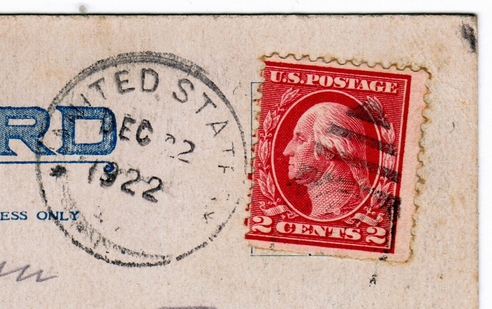 S. S. George Washington, eine wertvolle on Board Postkarte anno 1922
